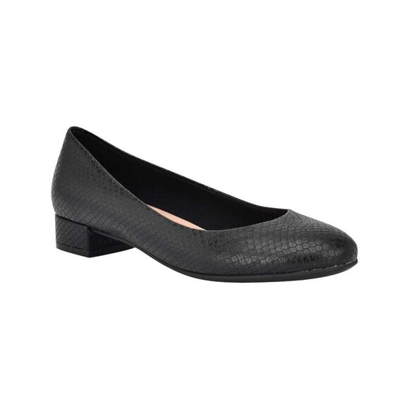 EASY SPIRIT Womens Black Snake Print Bell Round Toe Block Heel Slip On Pumps 7 M - Picture 1 of 4